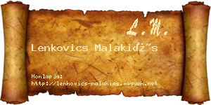 Lenkovics Malakiás névjegykártya